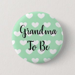 Grandma to be Sage Grönt Hearts Baby Shower Button Knapp