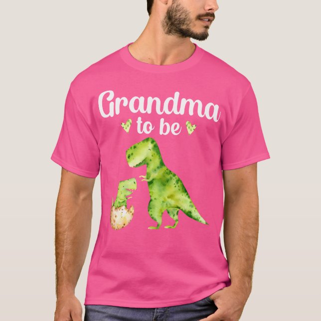Grandma to be T-Rex Dinosaur Baby Shower T Shirt (Framsida)