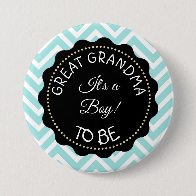 Grandma to be teal Chevron Baby Shower-knapp Knapp (Framsida)