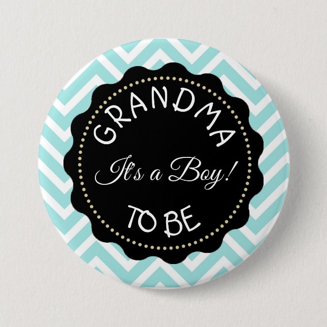 Grandma to be teal Chevron Baby Shower-knapp Knapp (Framsida)