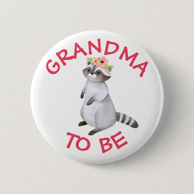 Grandma to be Woodland Animals Baby Shower Button Knapp (Framsida)