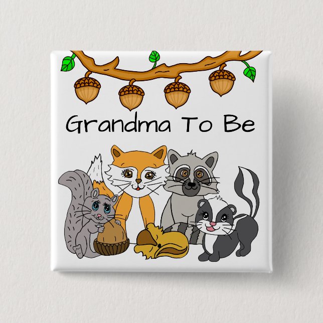Grandma to be Woodland Forest Animal Baby Shower Knapp (Framsida)