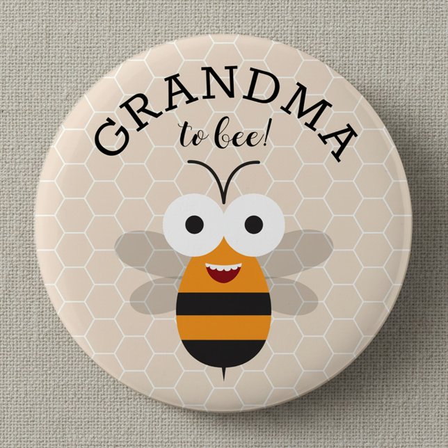 Grandma to Bee, Baby Shower Honey Bee Button Knapp (Skapare uppladdad)