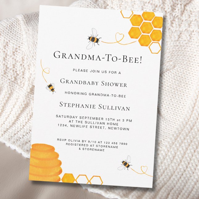 Grandma to Bee Baby Shower Inbjudningar (Skapare uppladdad)