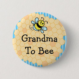 Grandma to Bee Blue Honeycomb Baby Shower Button Knapp