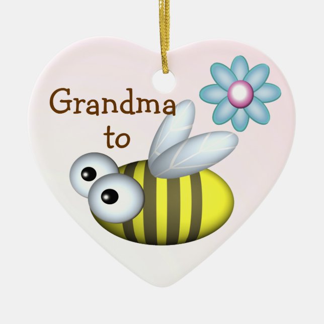 Grandma to Bee/ Väntar på meddelande Julgransprydnad Keramik (Framsidan)