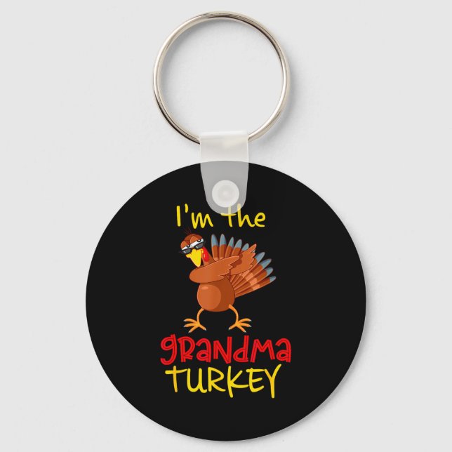 Grandma Turkey Matching Family Group Thanksgiving  Nyckelring (Framsida)