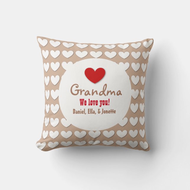 GRANDMA Vi Kärlek dig med Hearts C07A Kudde (Framsida)