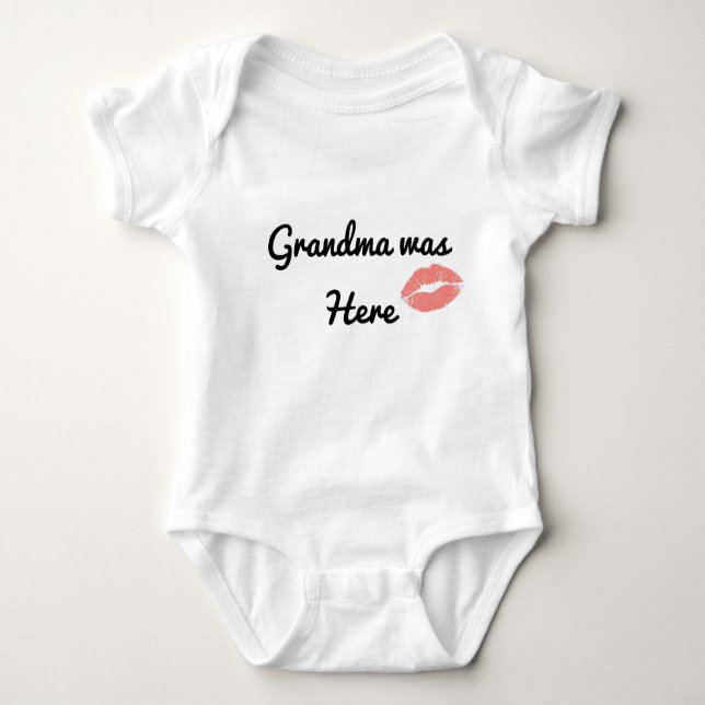 Grandma Was Here Lipstick Kiss Funny Grandmother T Shirt (Framsida)