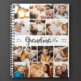 Grandma We Kärlek du Hearts Modern Photo Collage Anteckningsbok