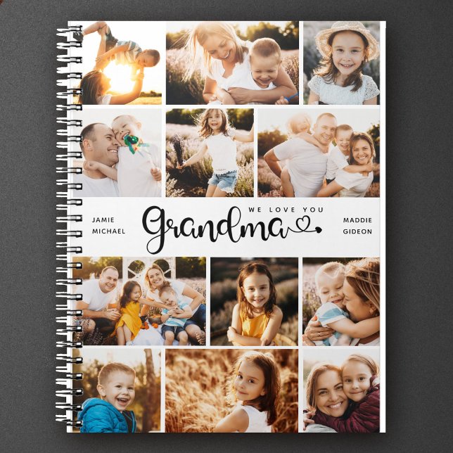 Grandma We Kärlek du Hearts Modern Photo Collage Anteckningsbok (Skapare uppladdad)