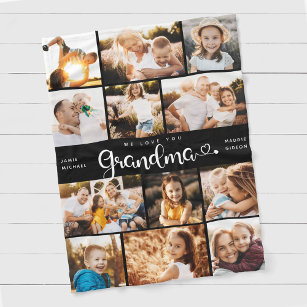 Grandma We Kärlek du Hearts Modern Photo Collage Fleecefilt