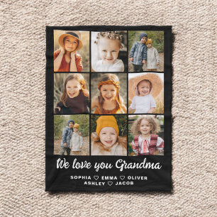 Grandma We Kärlek du Hearts Modern Photo Collage Fleecefilt
