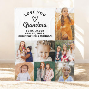Grandma We Kärlek du Hearts Modern Photo Collage Fleecefilt