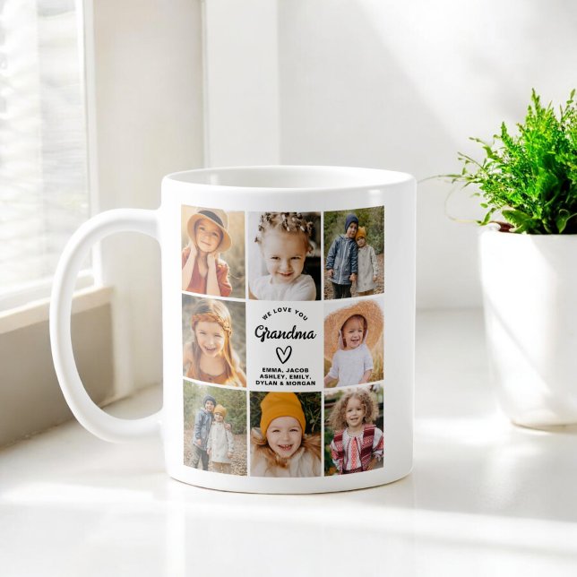 Grandma We Kärlek du Hearts Modern Photo Collage Kaffemugg (Skapare uppladdad)