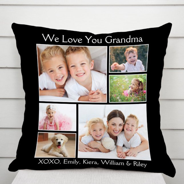 Grandma We Kärlek You Black Photo Kudde (Skapare uppladdad)