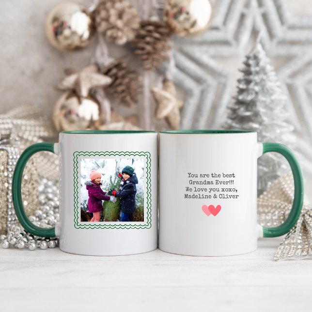 Grandma We Kärlek You Personlig Photo Collage Mugg (Grandma we love you personalized photo Mug)