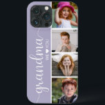 Grandma We Kärlek You Photo<br><div class="desc">Skydda mormors mobila med detta vackra iphone case. Det är så sött med sina fyra foton av barnbarnen. Mormor finns i ett modernt men klassiskt skriptteckensnitt i vitt på en lila bakgrund. Du måste få det. Det är perfekt för hennes födelsedag,  Mors dag,  morföräldrarnas dag till och med jul.</div>