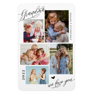 Grandma We Kärlek You Photo Collage Typography Magnet