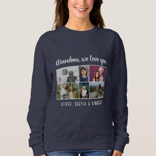 Grandma we love you Grandchildren 6 Photo Collage T Shirt (Framsida)
