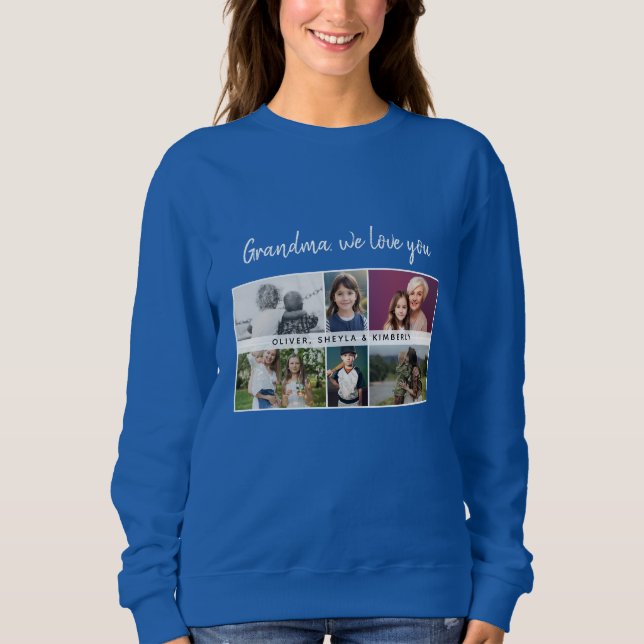Grandma we love you Grandchildren 6 Photo Collage T Shirt (Framsida)