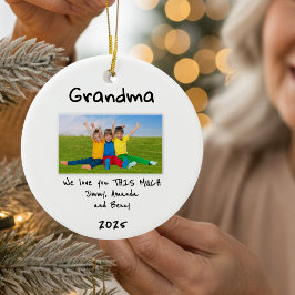 Grandma We Love You This Much Photo Christmas Gift Julgransprydnad Keramik