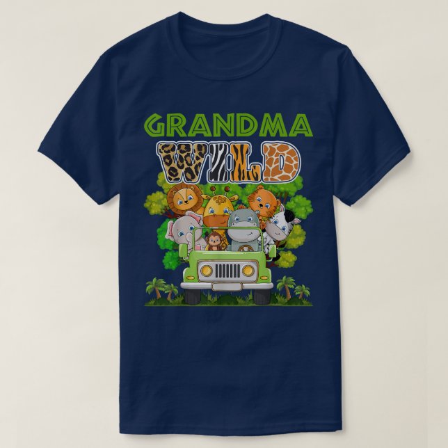 Grandma Wild Zoo Theme Birthday Truck Safari Jungl T Shirt (Design framsida)