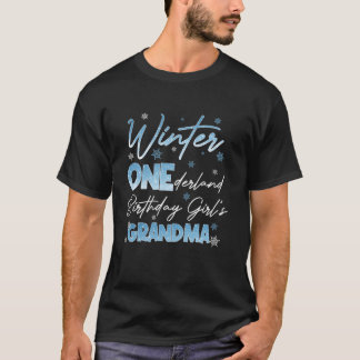 Grandma Winter Onederland 1:a födelsedagen Snowfla T Shirt