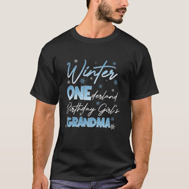 Grandma Winter Onederland 1:a födelsedagen Snowfla T Shirt (Framsida)