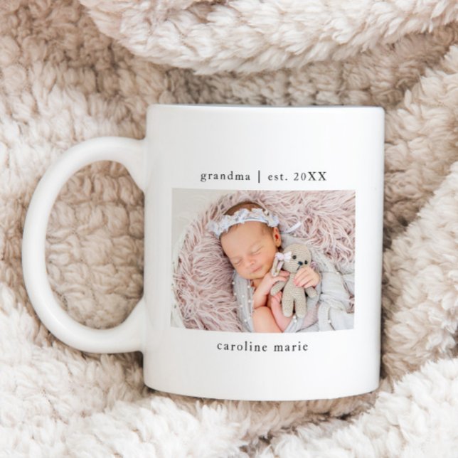 Grandma Year Etablated Baby Photo Kaffemugg (Skapare uppladdad)