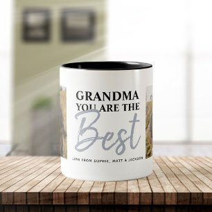 Grandma You are the Best Modern Photo Collage Två-Tonad Mugg