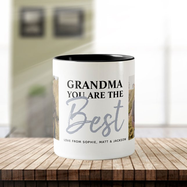Grandma You are the Best Modern Photo Collage Två-Tonad Mugg (Skapare uppladdad)