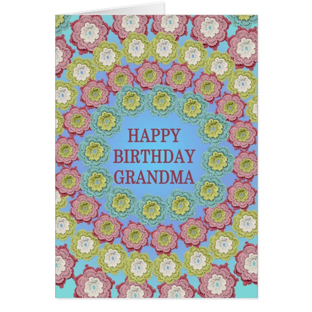 GrandmaBirthday Crochet Flowers Hälsningskort (Framsidan)