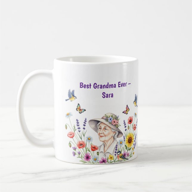 Grandmas Blommigt Mugg (Vänster)