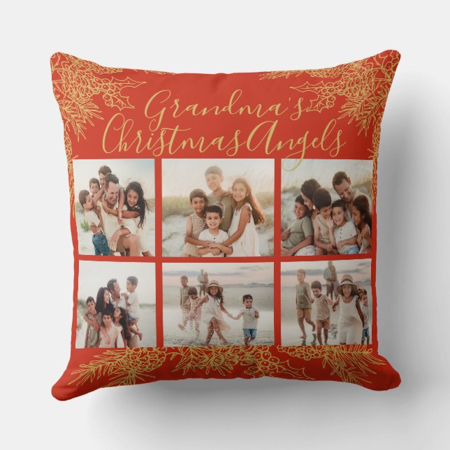 Grandma's Christmas Custom Elegant Photo Collage Kudde (Baksida)