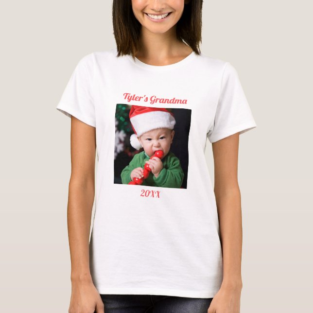 Grandmas Christmas Photo  T Shirt (Framsida)