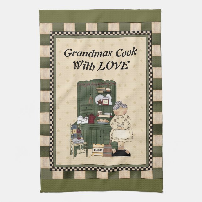 Grandmas Cook med Kärlek Hand Towel Kökshandduk (Vertikal)