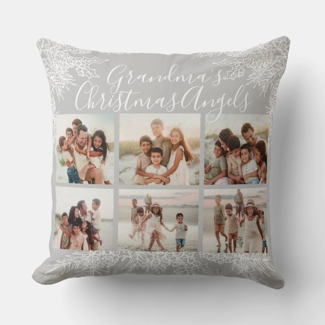Grandma's Custom Elegant Christmas Photo Collage Kudde (Framsida)