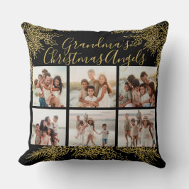 Grandma's Custom Elegant Christmas Photo Collage Kudde