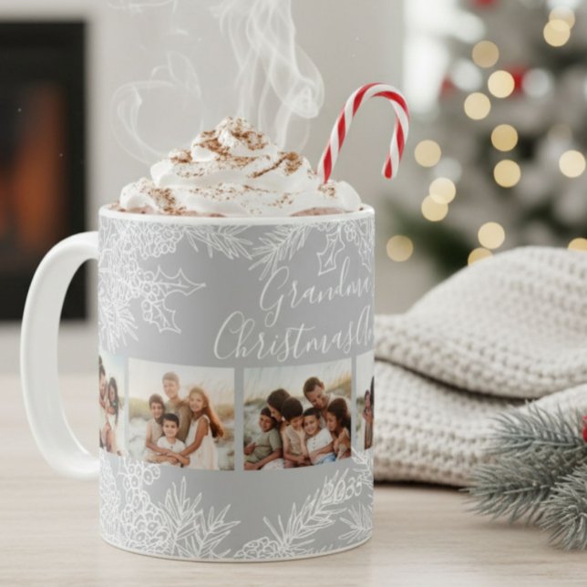 Grandma's Elegant Custom Christmas Photo Collage Kaffemugg (Skapare uppladdad)