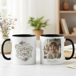 Grandma's Favorite Floral Typography Photo Mugg