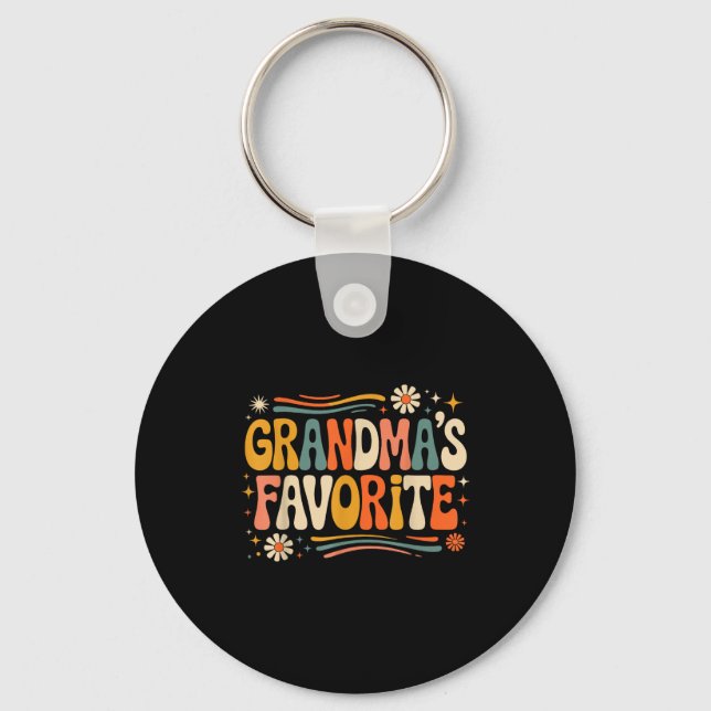 Grandmas Favorite Funny Grandparent Granhild Vinta Nyckelring (Framsida)