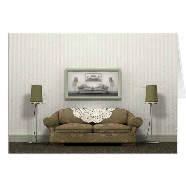 Grandmas gamle Soffa Hälsningskort (Framsidan Horizontal)