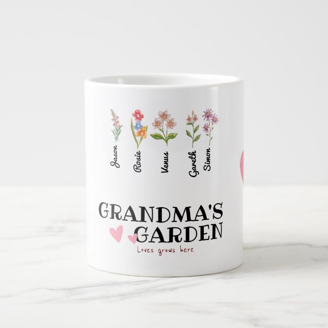 Grandmas Garden Personlig Grandmor Gifts Co. Jumbo Mugg (Framsidan)
