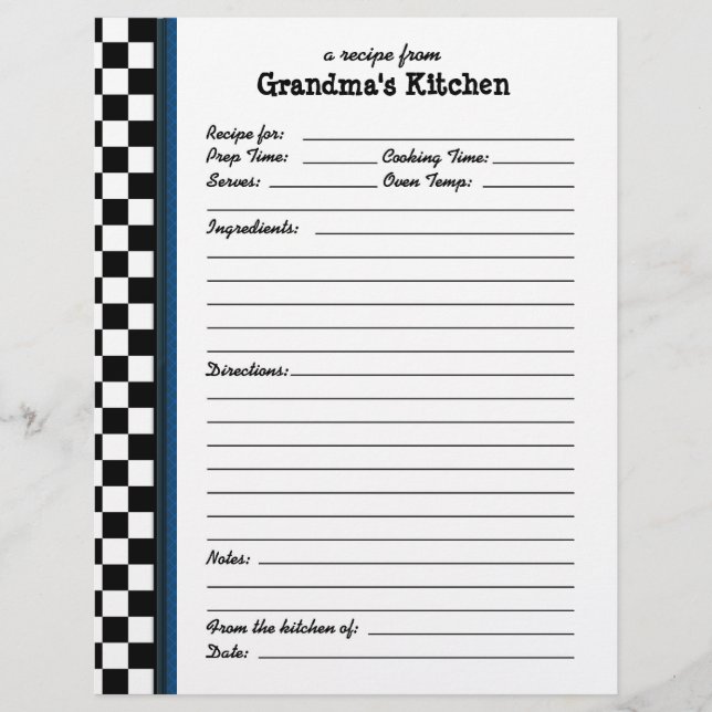 Grandmas Kitchen Checkered Blue Accent Recipe (Framsida)
