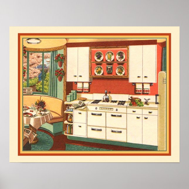 Grandmas Kitchen Midsekernmodern Retro Kitsch Poster (Framsidan)