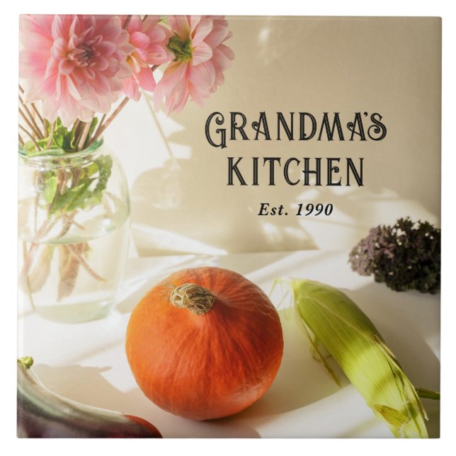 Grandma's Kitchen Personalized Ceramic Tile Gift Kakelplatta (Framsidan)