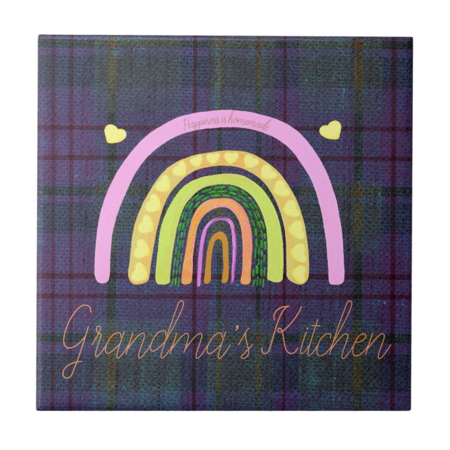 Grandma's Kitchen Rainbow 'Happiness is Homemade'  Kakelplatta (Framsidan)