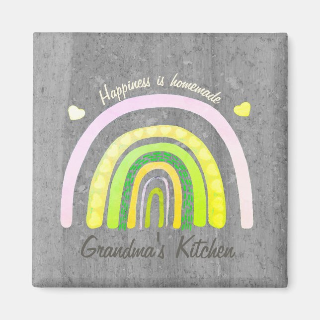 Grandma's Kitchen Rainbow 'Happiness is Homemade'  Magnet (Framsidan)