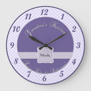 Grandmas Kitchen Wall Clock - Chex Lila Stor Klocka
